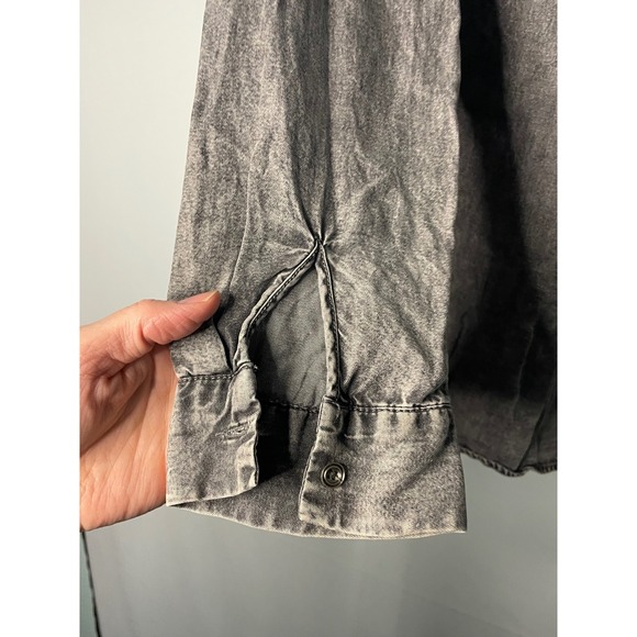 JANE + DELANCEY Women's Washed Grey Lyocell Long Sleeve Button Down Shirt Size L - Picture 6 of 9